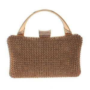 Elegant Gold and Crystal Handbag with Detachable Chain